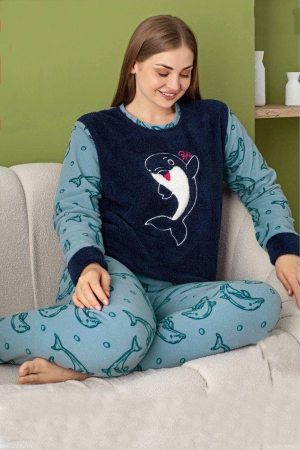 Pijamale dama marimi mari - Pijama dama cocolino batal-marime mare, pufoasa si calduroasa embody.ro