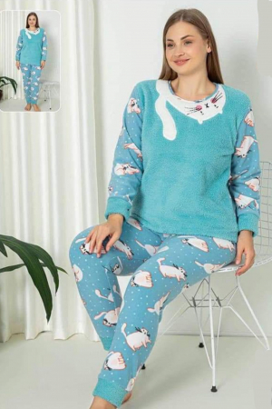 Pijamale dama marimi mari - Pijama dama cocolino batal-marime mare, pufoasa si calduroasa embody.ro