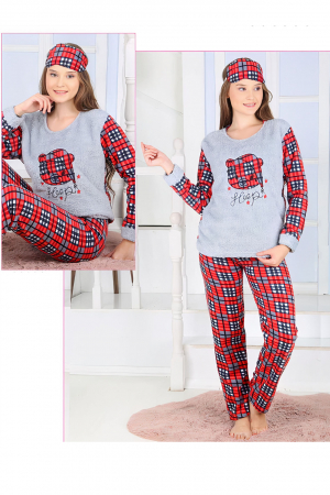 Pijama dama cocolino, pufoasa cu imprimeu Sleep bear [1]