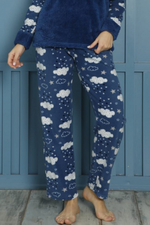 Pijama dama cocolino, pufoasa cu imprimeu Good night albastru - ideala cadou Craciun [2]