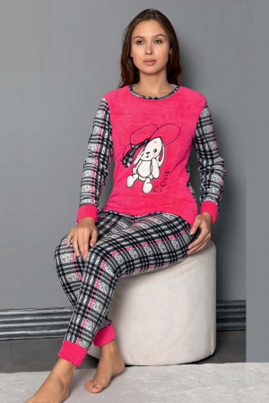 Pijamale - Pijama dama cocolino, pufoasa cu imprimeu Cool