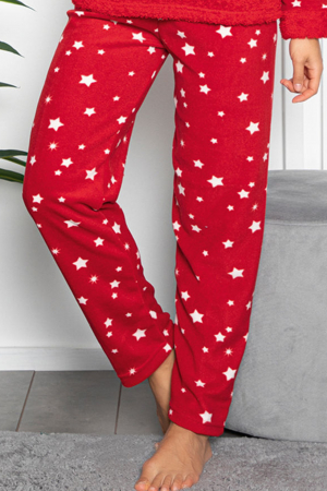 Pijama dama cocolino, pufoasa cu imprimeu Pisicuta sleep rosu [2]