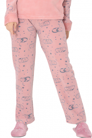 Pijama dama cocolino, pufoasa cu imprimeu Meow [3]