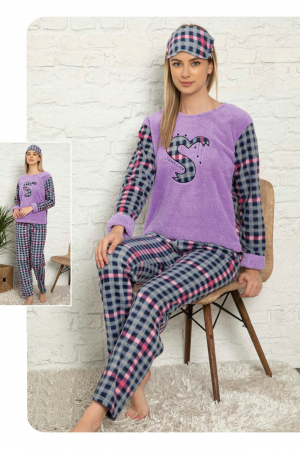 Pijama dama cocolino, pufoasa cu imprimeu Sweet love [1]