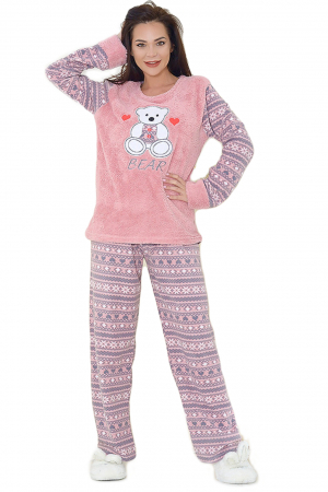 Pijama dama, cocolino pufoasa cu imprimeu Ursulet [0]