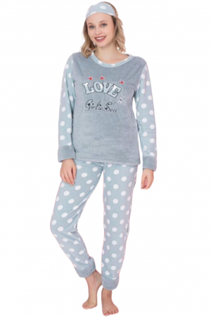 Pijama dama cocolino, pufoasa si calduroasa, imprimeu love, gri, embody.ro [3]