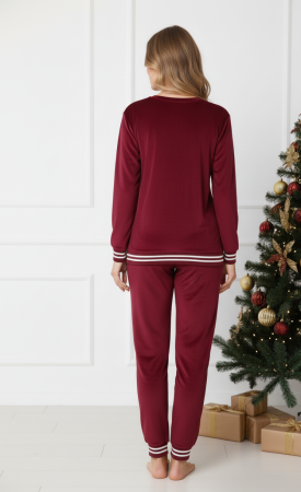 Pijama dama eleganta din catifea fina visiniu -cadou Craciun 3142 [2]
