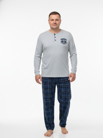 Pijama lunga bumbac fin si calitativ marime mare, buzunare la pantaloni 205 gri [2]