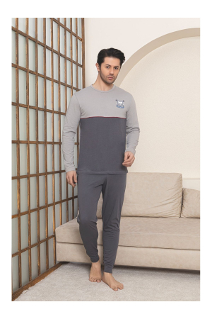 Pijama lunga bumbac penye pentru barbati, gri 1052 [2]