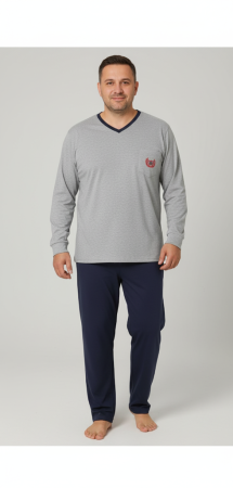 Pijama lunga bumbac interlock pentru barbati, marime mare, gri 3006 [3]