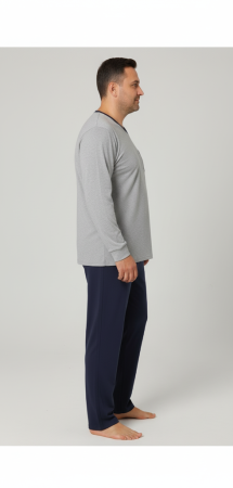 Pijama lunga bumbac interlock pentru barbati, marime mare, gri 3006 [1]
