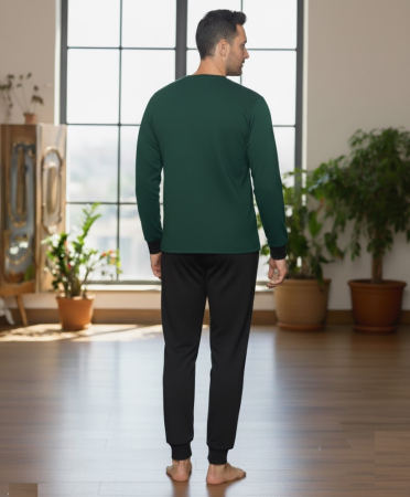 Pijama lunga bumbac interlock pentru barbati, verde 5895 [1]