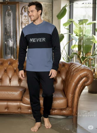 Pijama lunga bumbac interlock pentru barbati, negru 5894 [1]