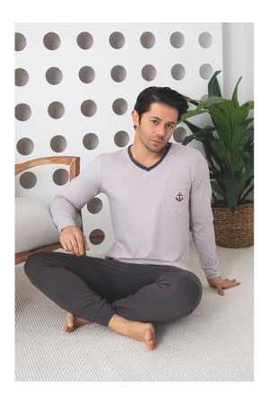 Pijama lunga bumbac lycra pentru barbati, gri 900 [1]