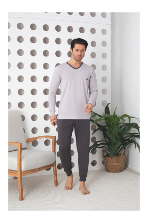 Pijama lunga bumbac lycra pentru barbati, gri 900 [2]