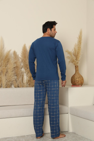 Pijama lunga bumbac pentru barbati, albastru 70076 [4]