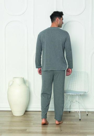 Pijama lunga bumbac pentru barbati, cu nasturi gri 1325 [1]