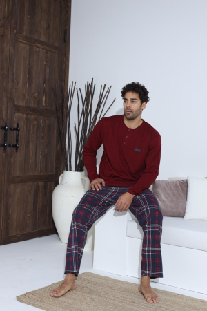 Pijama lunga bumbac pentru barbati, visiniu 70003 [1]