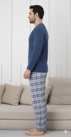 Pijama lunga bumbac pentru barbati bleumarin 15693 [2]