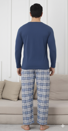 Pijama lunga bumbac pentru barbati bleumarin 15693 [1]
