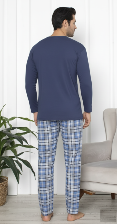 Pijama lunga bumbac pentru barbati, batal marime mare albastru 16232 [1]