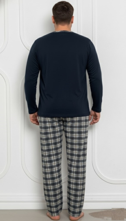 Pijama lunga bumbac pentru barbati, batal marime mare bleumarin 2644 [1]