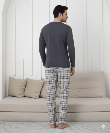 Pijama lunga bumbac pentru barbati, batal marime mare gri 15693 [2]