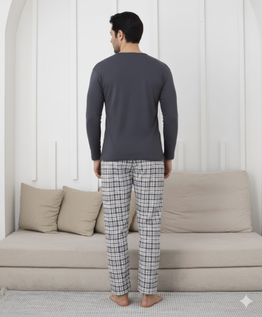 Pijama lunga bumbac pentru barbati, batal marime mare gri 15693 [1]