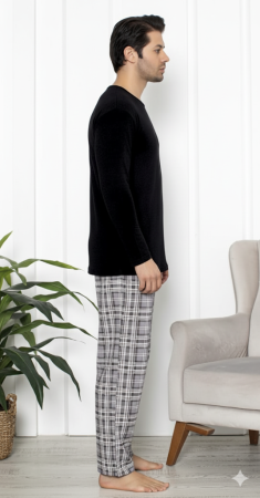 Pijama lunga bumbac pentru barbati,negru 16232 [2]