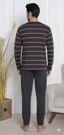 Pijama lunga bumbac pentru barbati, batal marime mare negru 16184 [1]
