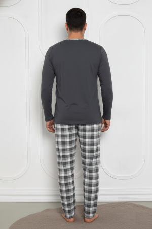 Pijama lunga bumbac pentru barbati, batal marime mare gri 835 [1]