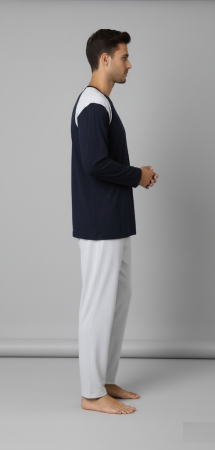 Pijama lunga bumbac pentru barbati, batal marime mare cu negru alb16202/3 [2]