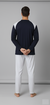 Pijama lunga bumbac pentru barbati, batal marime mare cu negru alb16202/3 [1]