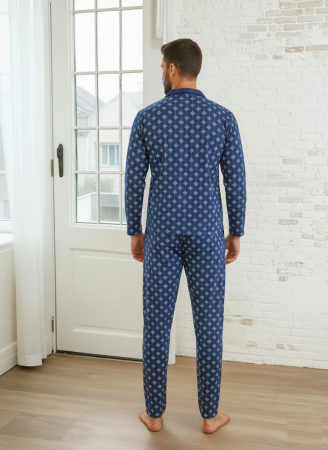 Pijama lunga bumbac pentru barbati, batal marime mare cu nasturi 16200 [1]