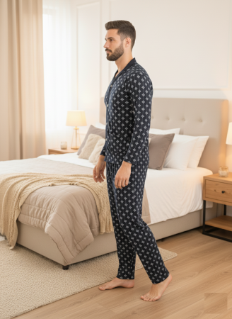 Pijama lunga bumbac pentru barbati, batal marime mare cu negru 16200 [2]
