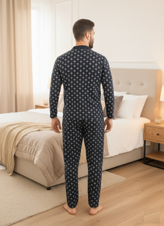Pijama lunga bumbac pentru barbati, batal marime mare cu negru 16200 [1]