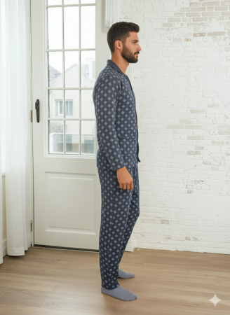 Pijama lunga bumbac pentru barbati, batal marime mare cu gri 16200 [2]