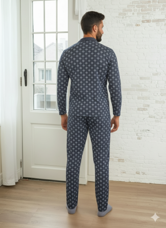 Pijama lunga bumbac pentru barbati, batal marime mare cu gri 16200 [1]