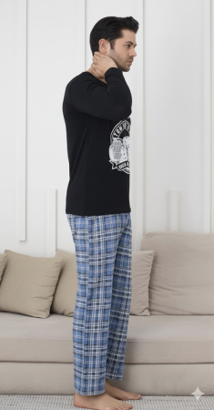 Pijama lunga bumbac pentru barbati negru 15693 [2]