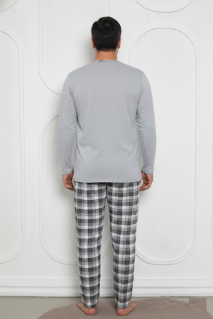 Pijama lunga bumbac pentru barbati, batal marime mare gri 835 [1]