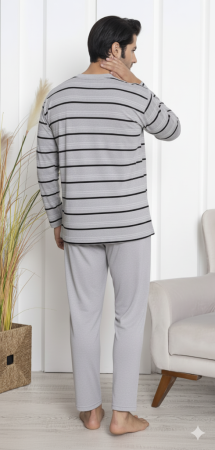 Pijama lunga bumbac pentru barbati, batal marime mare gri 16184 [2]