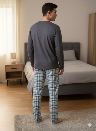 Pijama lunga bumbac pentru barbati gri 15694 [2]