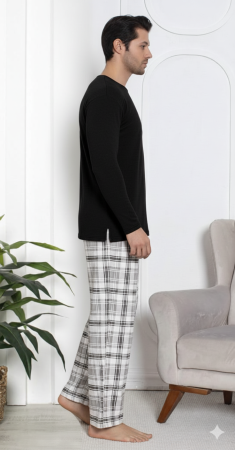 Pijama lunga bumbac pentru barbati, batal marime mare negru 16233 [2]