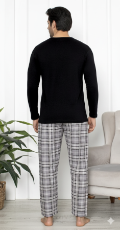 Pijama lunga bumbac pentru barbati, batal marime mare negru 16233 [1]