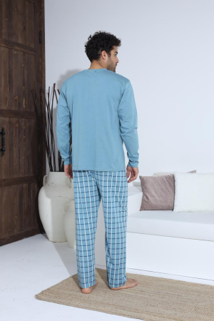 Pijama lunga bumbac pentru barbati, albastru 70013 [3]