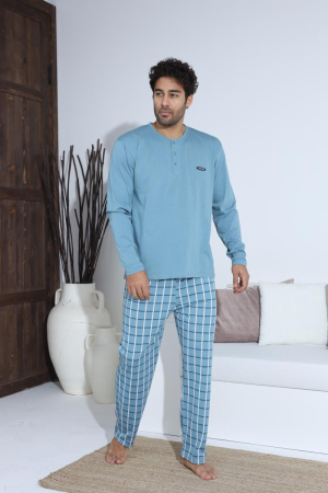 Pijama lunga bumbac pentru barbati, albastru 70013 [2]
