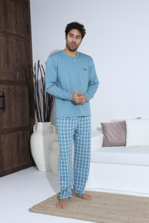 Pijama lunga bumbac pentru barbati, albastru 70013 [4]
