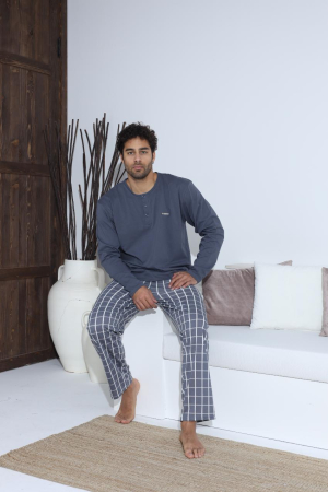 Pijama lunga bumbac pentru barbati, gri 70027 [2]