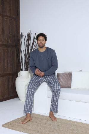 Pijama lunga bumbac pentru barbati, gri 70027 [5]
