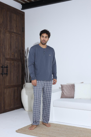 Pijama lunga bumbac pentru barbati, gri 70027 [4]